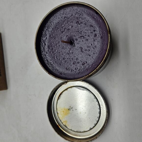 Home Interiors Purple Candle Tin Mulberry Scent Rare Promo 6.5 Ounce New - Picture 4 of 5